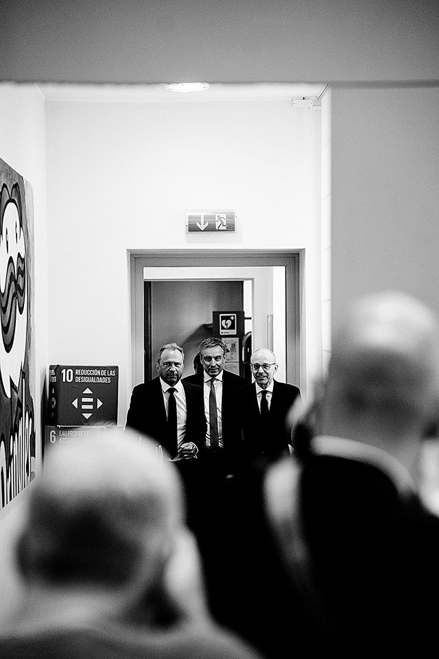 Gilles Roth, Claude Meisch et Luc Frieden,  ce mardi à la conférence  de presse